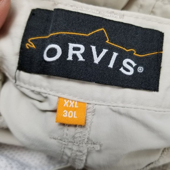 Orvis Pants Mens XXL Beige Nylon High Rise Zip Cargo Pocket Fishing - Picture 11 of 14